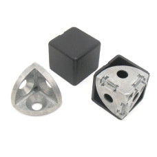 10438 | Тристоронній кутовий з'єднувач з куб. кришкою, профілі 40